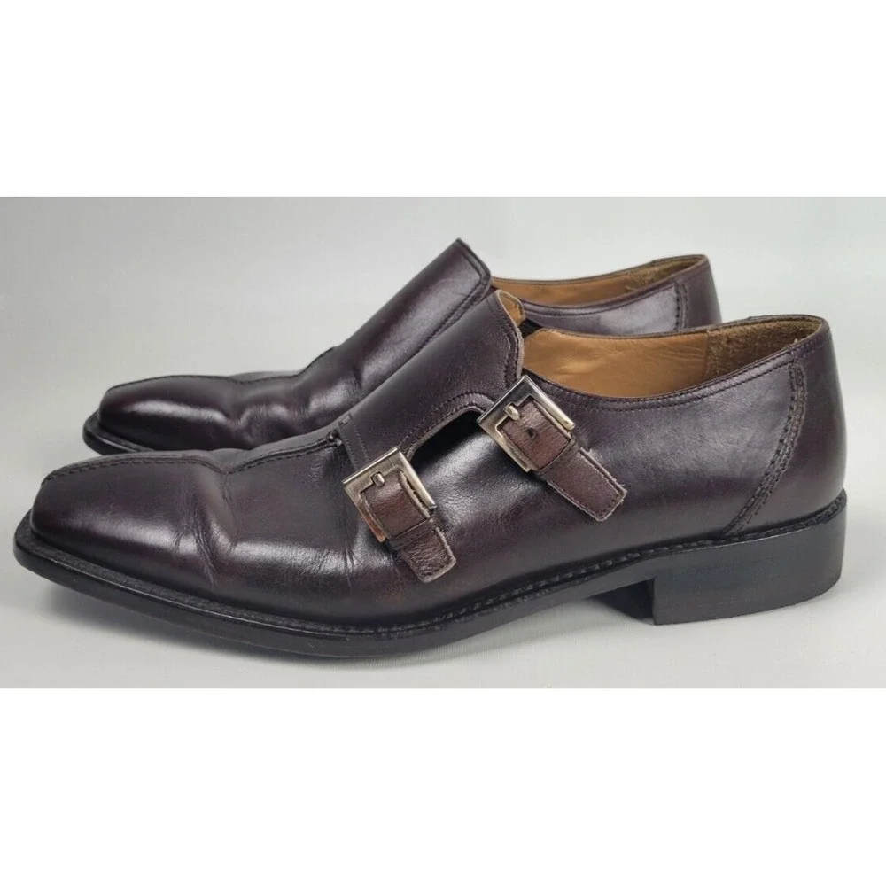 Mezlan‎ Mens Brown Leather Split Toe Double Monk Strap Dress Shoes Spain 8.5 M